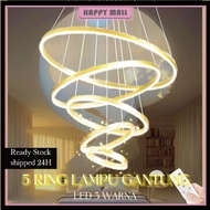 ready LOWEST-PRICE COD 5 RING Lampu Gantung LED 3 Warna 100cm GOLD 6