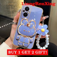 Casing OPPO Reno 7Z 5G RENO 7 Z 5G Reno7 Z 5g phone case Softcase Electroplated silicone shockproof Protector  Cover new design Rabbit makeup mirror with holder for girls DDTHK01