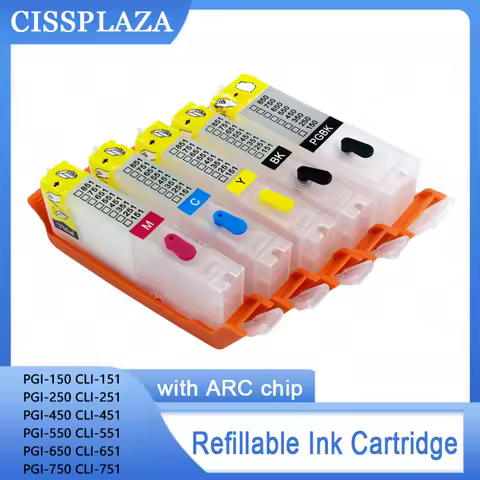 PGI150 250 450 5PCS Refillable Ink Cartridge Compatible for Canon IP7210 IX6810 IP7220 IP8720 IP7240