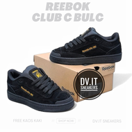100% BNIB Sepatu Sneakers CAsual KAsual Pria-Reebok-Classic Club C Bulc Suede Full Black Gold Size 3