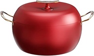 Cooking Pot, Soup pot 6L 26cm Apple Shape Enameled Cast Iron Dutch Oven with Dual Handle Suitable for All stoves, Saucepan Grill Pan Induction Cooker Gas, Kitchenware