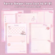 Loose Leaf Binder Paper A6 A5 B5 Pink Aesthetic Gradient Motif