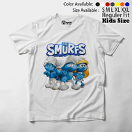 Baju Kaos Atasan Anak Perempuan Motif Smurf