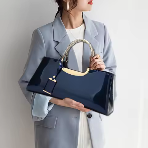 Fashionable Women's Clutch Bag Glue Painted Leather Wedding Evening Bag Retro European Style Medium 