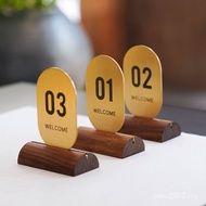 Ceremony Table Code Double-Sided Vertical Table Hotel Wooden Card QD Code Plate Table Wedding Dot Pl