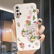 Solid Color Plating Silicone Flower Phone Case for Huawei Nova 3 3i 5T 7i 7 8 9 10 Pro SE 8i Y6P Y7 Y9 Pro Prime 2019 Y7A Y8P Soft Square Back Cover