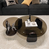 Combination Coffee Table Round Coffee Table Coffee Table Glass Size Light Luxury Glass Italian Moder