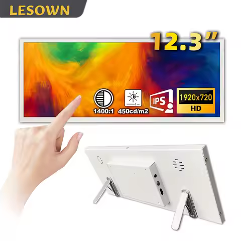 LESOWN 12.3" Horizontal Extended Touch Monitor (1920x720 IPS) LCD Bar Display Secondary Screen for M