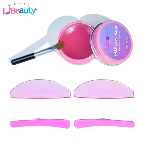 Libeauty 3Pcs Lash Lift Glue Balm & Korean Flat Shields Kit with Lash Lift Ribbon 1mm Ultra Thin Sof