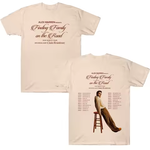 Alex Warren Finding Family on The Road T-shirts 2026 Concert Europe Tour T Shirt Men Women Hip Hop S