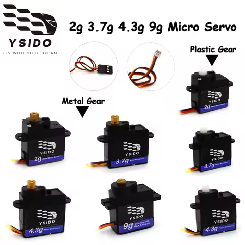 YSIDO 2g 3.7g 4.3g 9g Micro Servo JST 2.0mm 1.25mm Dupont Plug for RC Mini Fixed Wing Aircraft Plane