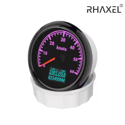 RHAXEL 85mm GPS Speedometer Odometer 0-200km/h with Tripmeter Course Over Ground 12V 24V with 8 Colo