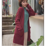 Long Cardigan Blazer Oversize Rajut Wanita Model Terbaru Korea Hijab Jumbo Lengan Panjang Kekinian