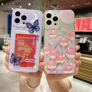 Compatible For Realme C55 C33 C31 C30S C30 4G Realme 10T 5G Phone Case Tulips Tulip Flower Butterfly Gradient Summer Cute Card Holder Wallet Clip Put Photos Casing Cases Case Cover