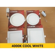 LEDEON LED DOWNLIGHT 4000K ENERGY SAVING 12W/4", 18W/6" SQUARE @ ROUND (COOL WHITE - 4000K) Y808 Y80