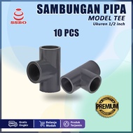 Sambungan Pipa 1/2 inch TEE Pipa Saluran Air 3 Arah Anti Bocor Per 10 pcs Termurah COD