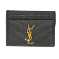 SAINT LAURENT PARIS Monogram Card Holder, Grained Poudre Quilted Pass Case/Business Card Holder, YSL