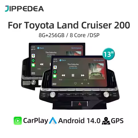 13" Android 14.0 CarPlay 4G WiFi GPS Navigation Stereo Multimedia Player Car Radio For Toyota Land C