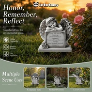 LATATPH Garden Angel Statue, Commemorative Design 5.11x7.8in Angel Tombstone Plaque, Sentimental Gre