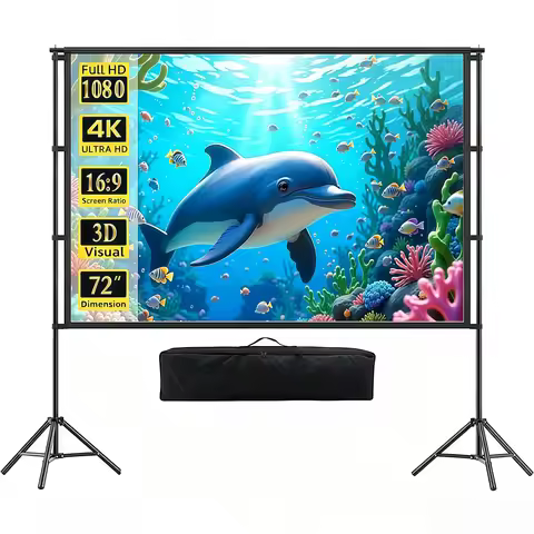 XBJ Projector Screen with Stand 100inch , Portable Outdoor Projector Screen 16:9 and Tripod Stand Li