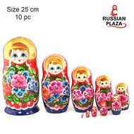 ตุ๊กตาแม่ลูกดก สีแดงน้ำเงิน ขนาดความสูง 25 cm นำเข้าจากรัสเซีย (Hand painted) ซ้อนกัน 10 ชั้น / Матр