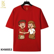 KAUNIX ADULT T-shirt (KHM053) August 2025 Indonesian Independence Day 3D T-shirt Screen Printed T-sh