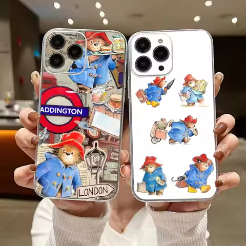 Cute P-Paddington Bear Phone Case For iPhone 16,15,14,13,12,11 Plus,Pro,Max,XR,XS,X,7,8 Plus,SE,Mini