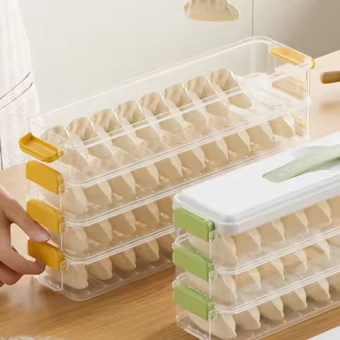 Fresh Dumpling Storage Box Kitchen Household Food Level Dumpling Box Refrigerator Frozen Side Door D