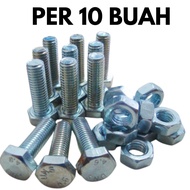 Per 10 Galvanized Bolts and Nuts m 8 X 55 mm Key 13 Hex Hexagonal HeadBolt Nut m8 x 5.5 cm