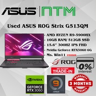 #RG009 USED ASUS ROG Gaming G513QM AMD R9 RYZEN 9-5900HX 16GB 512GB SSD NVIDIA GEFORCE RTX3060 6GB F