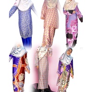 Baju Kurung Moden Kain Satin Corak Batik