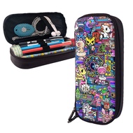 Tokidoki Cartoon Pencil Case Big Capacity Pen Storage Bag Pouch Holder Box Leather Stationery Organizer With Zippers