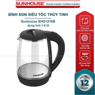 Sunhouse SHD1215B 1.8 liter super speed water kettle made of high quality glass -
