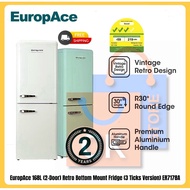 (Upgraded 3 Tick) EuropAce 170L 2-Door Retro Fridge - No-Frost ER7178A | ER 7178A (10 Years Compress