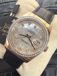 🌈🌈新返貨啦🌈🌈ROLEX DATEJUST 116185🤎💛18K玫瑰金原裝貝母面🐚原裝鑽石圈水泡石字💎連原裝18K玫瑰金摺扣❤️‍🔥VU2875（廣華街店）
