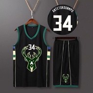 Bucks No. 34 Antetokounmpo Jersey Basketball Uniform Suit Men Women Couples College Students Competi