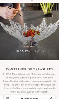 Lalique Crystal Maple bowl Champs Elysee 水晶碗