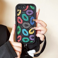 Case For OPPO A5 A3s A12E Realme C1 Three-Color Lip Phone Silicone Shockproof Strap
