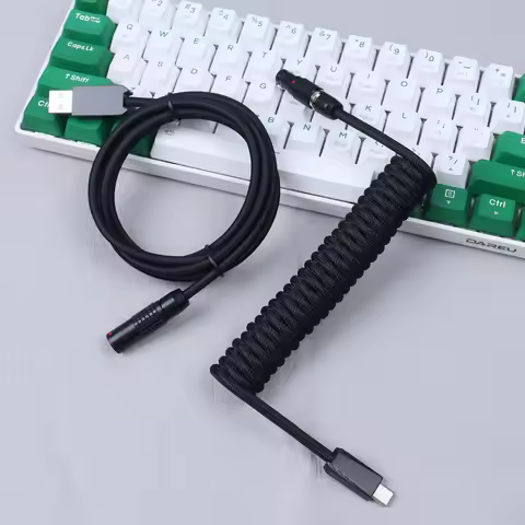 【LANO】 Keyboard Coiled Cable Type-C to USB FGG / GX12 Aviation Detachable Metal Aviator Double Sleev