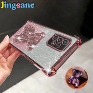 Jingsanc cho Samsung Galaxy A53 5g vỏ điện thoại rõ ràng bốn góc chống rơi flah giấy lấp lánh chân đ