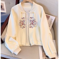 2024年新款新中式国风外套春款盘扣刺绣抽绳宽松短款上衣2024 New Chinese Style National Style Coat Spring20260901