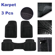 Universal Rubber Car Carpet contains 3 pcs 2 Rows Black VAUTO