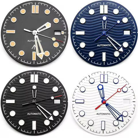 31mm NH35 Wave Embossed Watch Dial Matte Luminous No Logo For Seiko Seamaster NH35 4R35 Automatic Mo