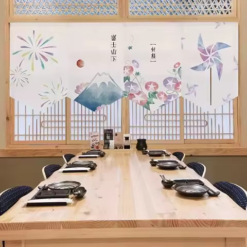 Zhaocai Cat Decorative Cloth Curtain Japanese Restaurant Izumiya And Wind Japanese Restaurant Partit