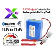 11.1V 12.6V li ion 3S2P 18650 4000mAh 6000mAh Custom Rechargeable Battery Pack Cuboid liitokala