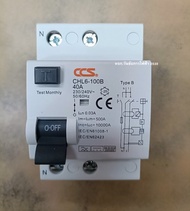 CCS เบรกเกอร์รถไฟฟ้า RCCB TypeB 2P 40A 30mA สำหรับชาร์จรถไฟฟ้า CHL6-100B Car EV Charger เบรคเกอร์ Ty