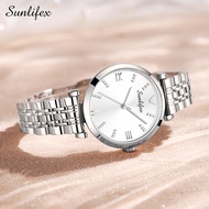 Sunlifex Jam Tangan Wanita Original Berlian Anti Air Asli Korea Style Tali Stainless Steel Jam Tangan Cewek 9018