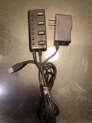 二手 Esense 擴充戰士升級版7-port USB 2.0 HUB-含2A變壓器-黑