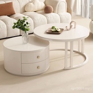 Table Luxury Light Table Tea Small Apartment Combination Cream Rock Coffee Table Modern Round Househ