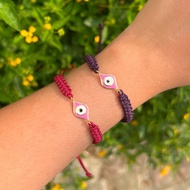 TDA Big Almond Amulet Evil Eye Bracelet with Free Size Cord Gelang Wanita/Pria Asli